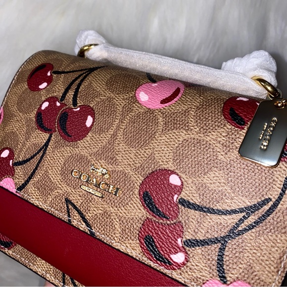 Coach Cherry 🍒 print signature Klare mini purse New - Picture 1 of 15